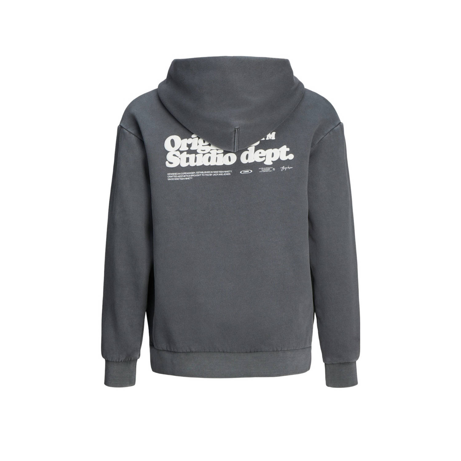 JACK & JONES JUNIOR hoodie JORVERMONT met backprint donkergrijs