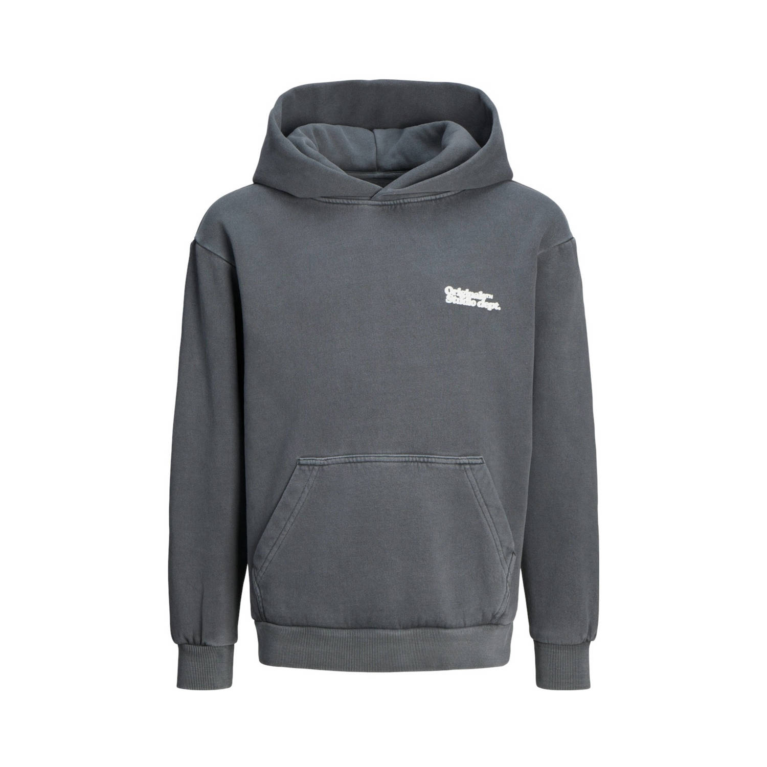 JACK & JONES JUNIOR hoodie JORVERMONT met backprint donkergrijs