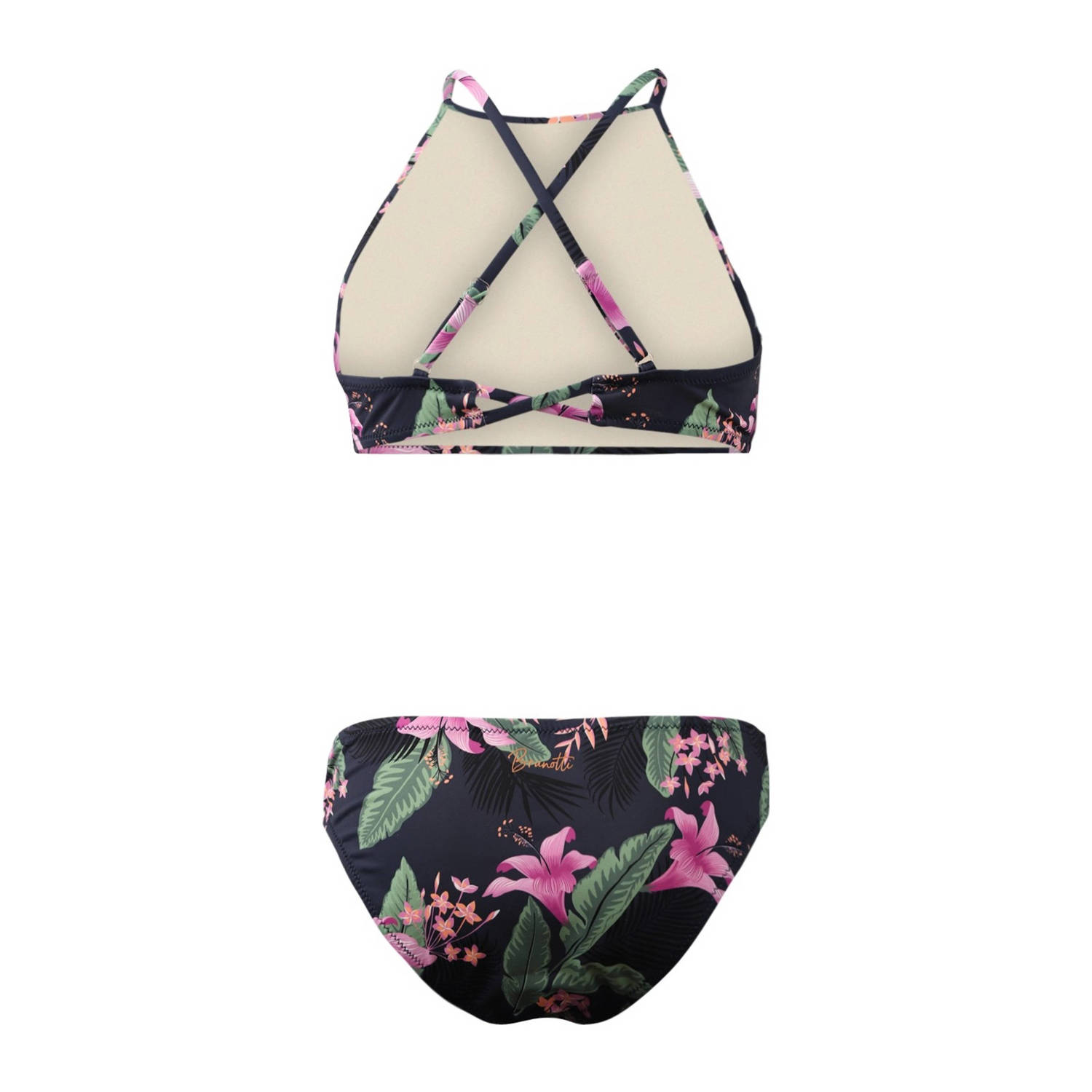 Brunotti crop bikini Camelia donkerblauw roze