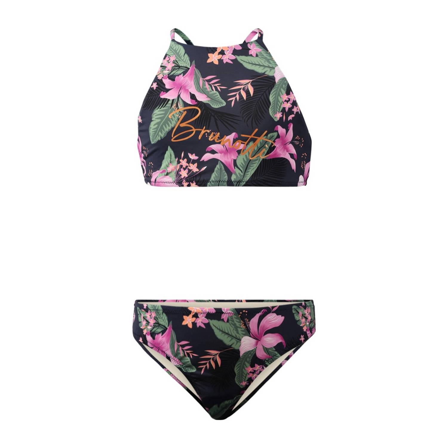 Brunotti crop bikini Camelia donkerblauw roze