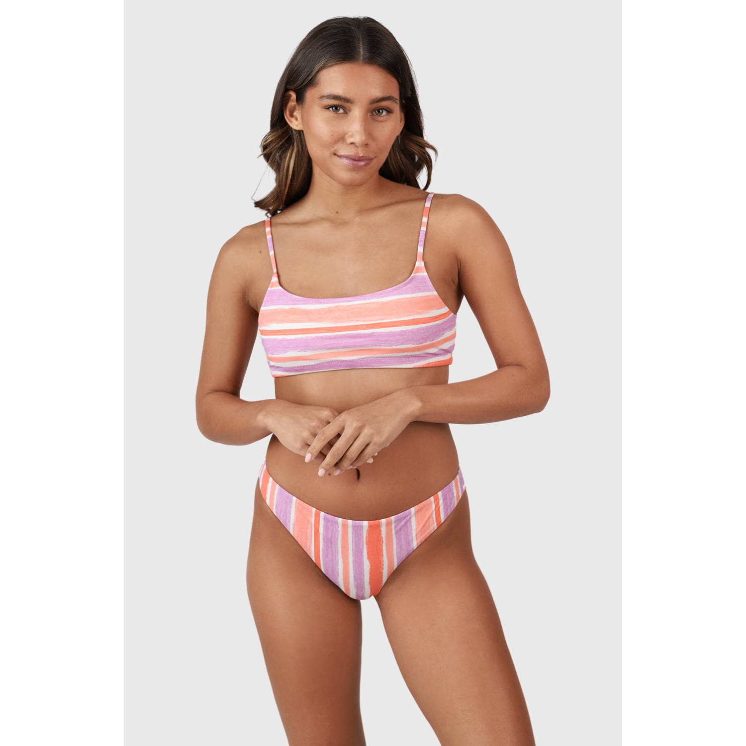 Brunotti voorgevormde crop bikini Cruzanell roze oranje wit