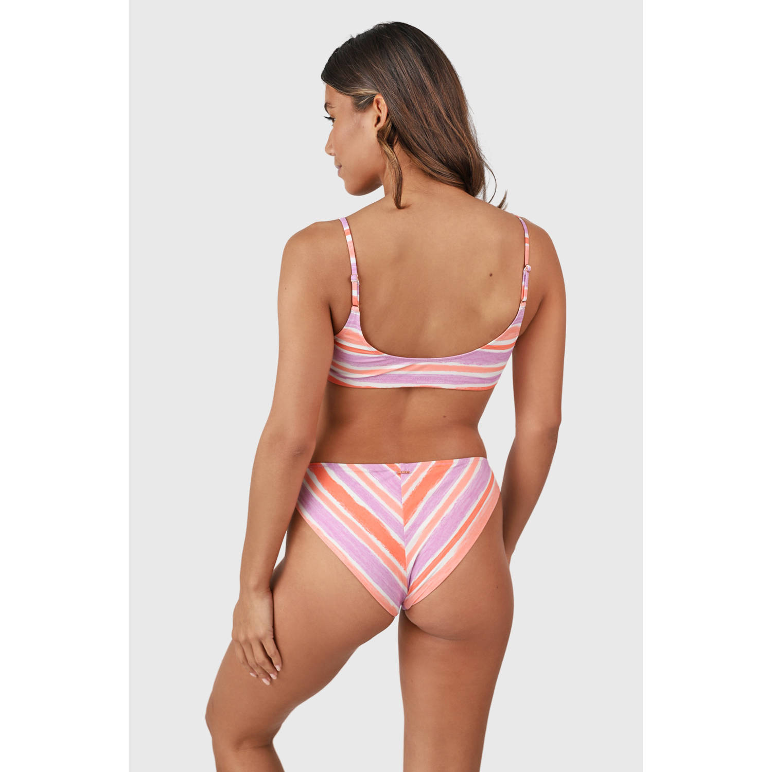 Brunotti voorgevormde crop bikini Cruzanell roze oranje wit