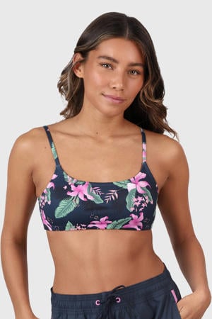 voorgevormde crop bikinitop Cruz donkerblauw/roze