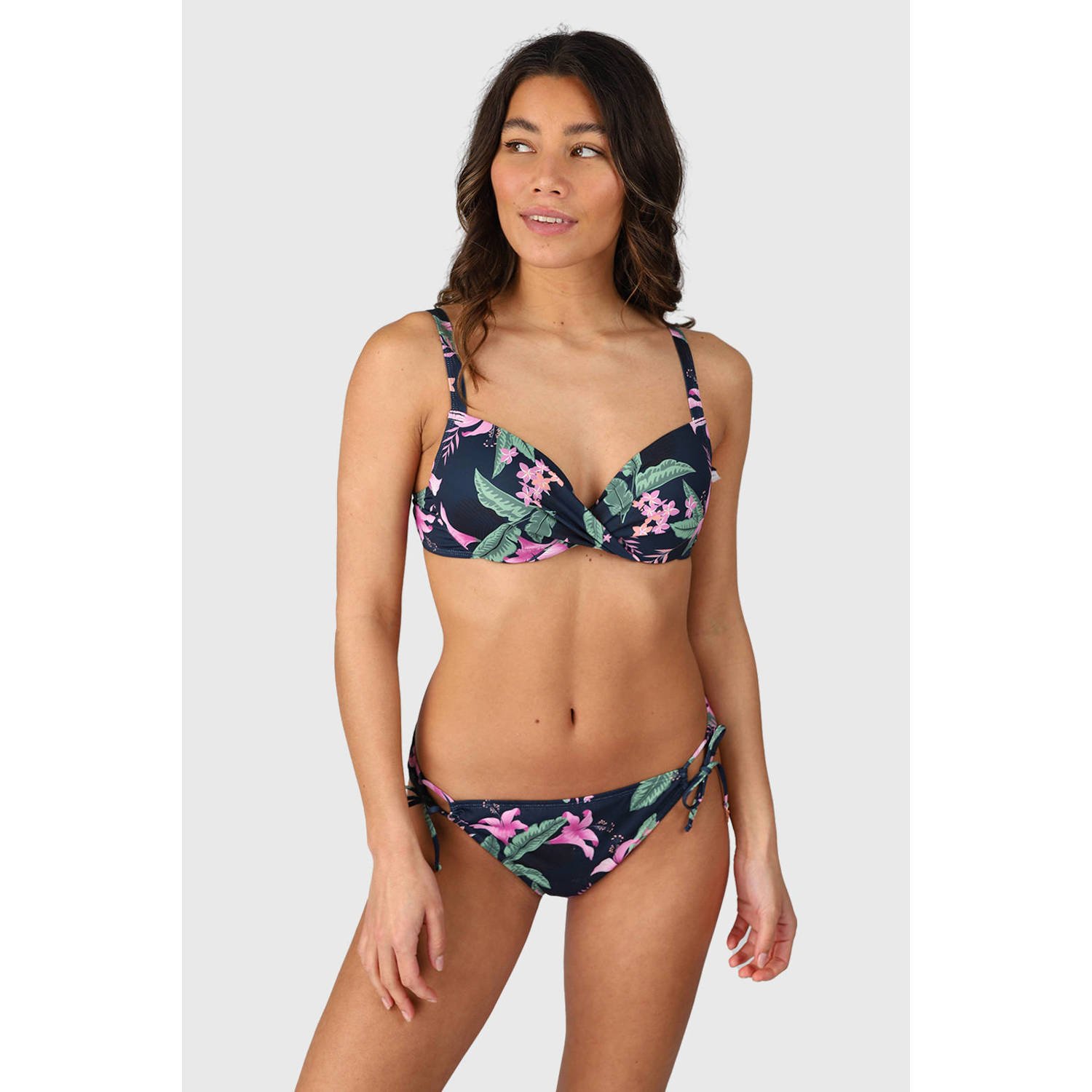 Brunotti voorgevormde beugel bikinitop Stefana donkerblauw roze