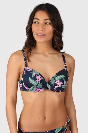 voorgevormde beugel bikinitop Stefana donkerblauw/roze