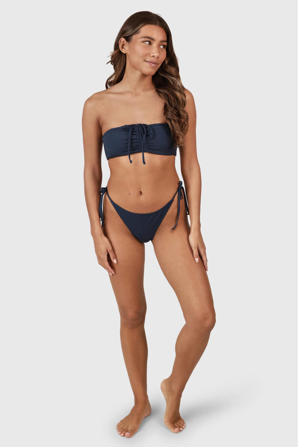 Brunotti voorgevormde strapless bandeau bikinitop Suus donkerblauw