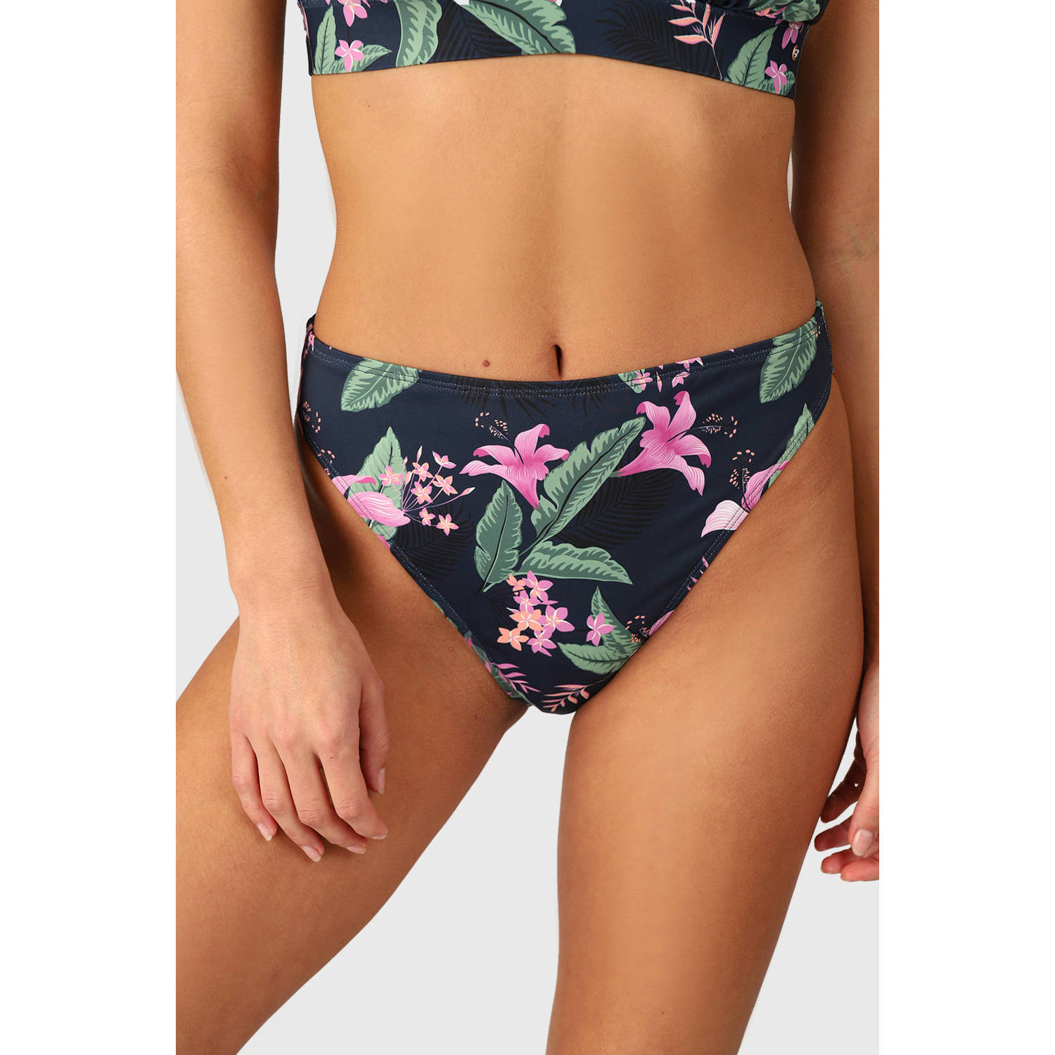 Brunotti brazilian bikinibroekje Flores donkerblauw roze