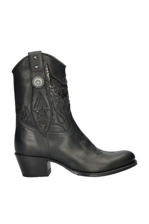 leren cowboylaarzen zwart