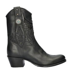 leren cowboylaarzen zwart