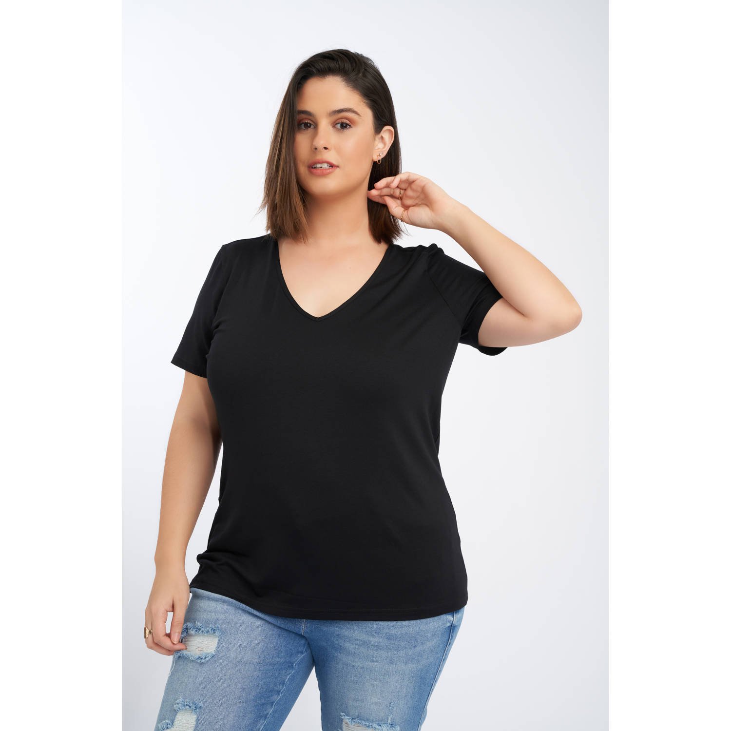 MS Mode T-shirt zwart (set van 2)