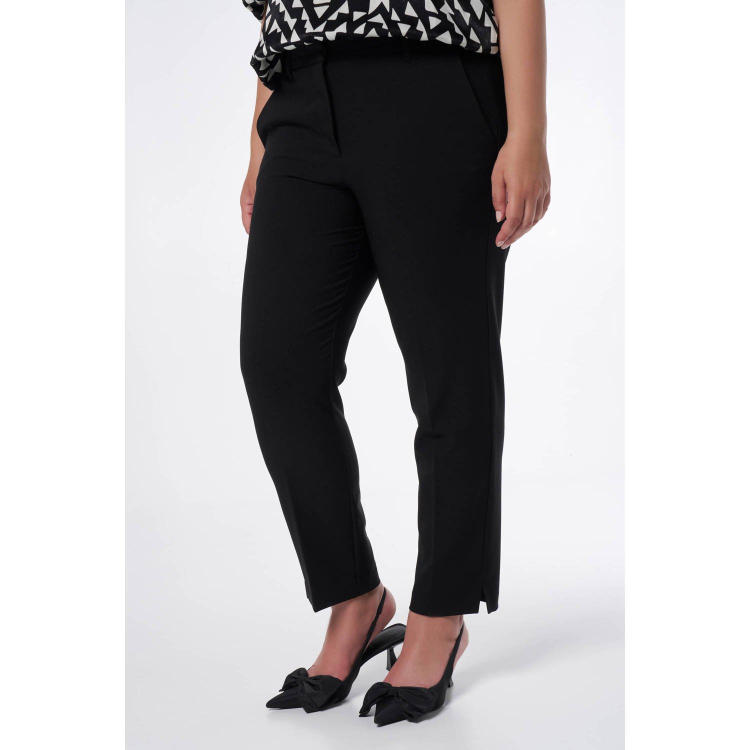 MS Mode slim fit broek zwart
