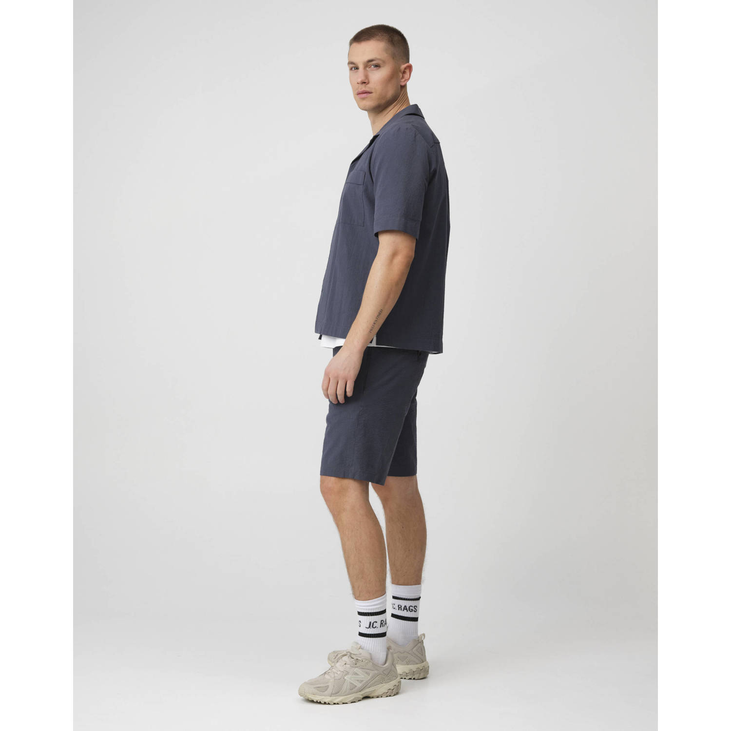 J.C. Rags regular casual short donkerblauw