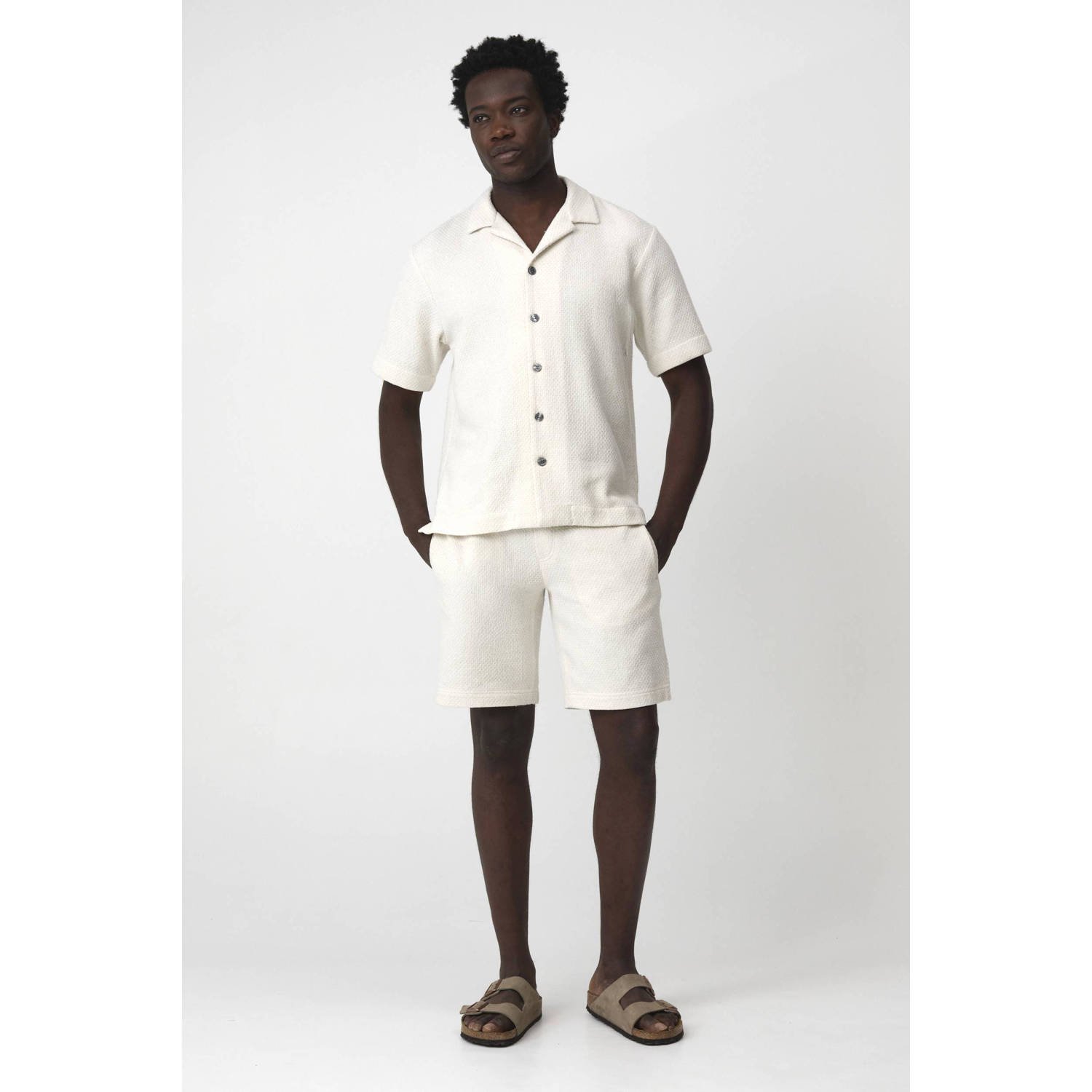 J.C. Rags casual overhemd met textuur ecru