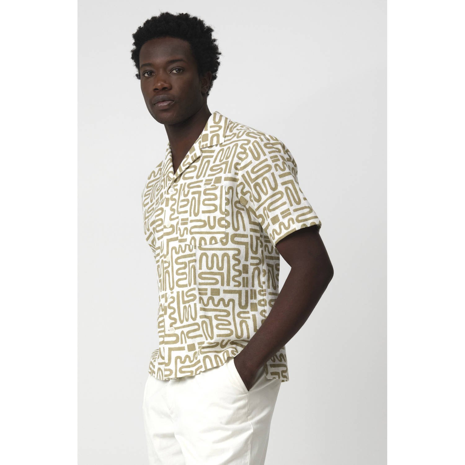 J.C. Rags casual overhemd kaki