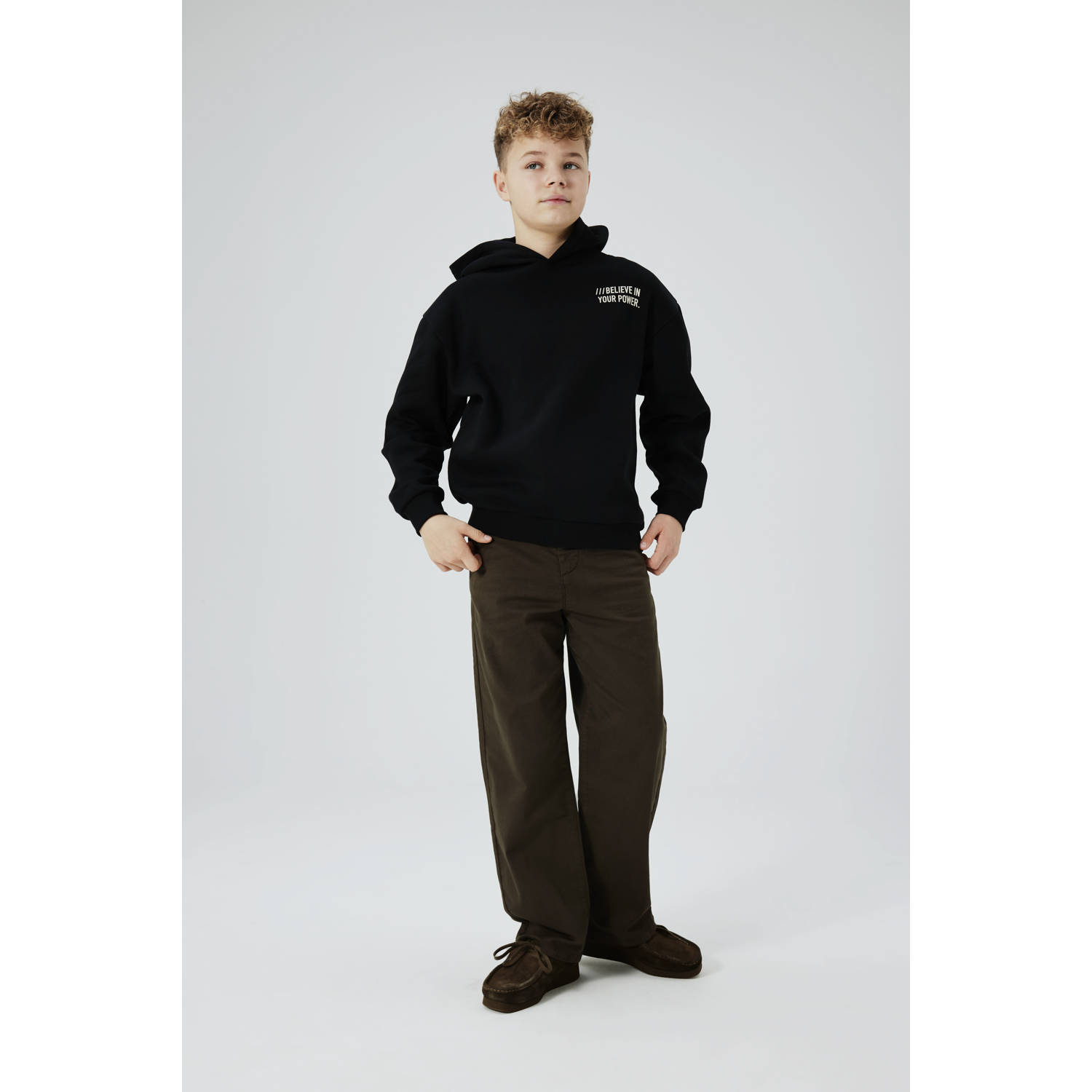 NAME IT KIDS hoodie NKMOSVILD met backprint zwart