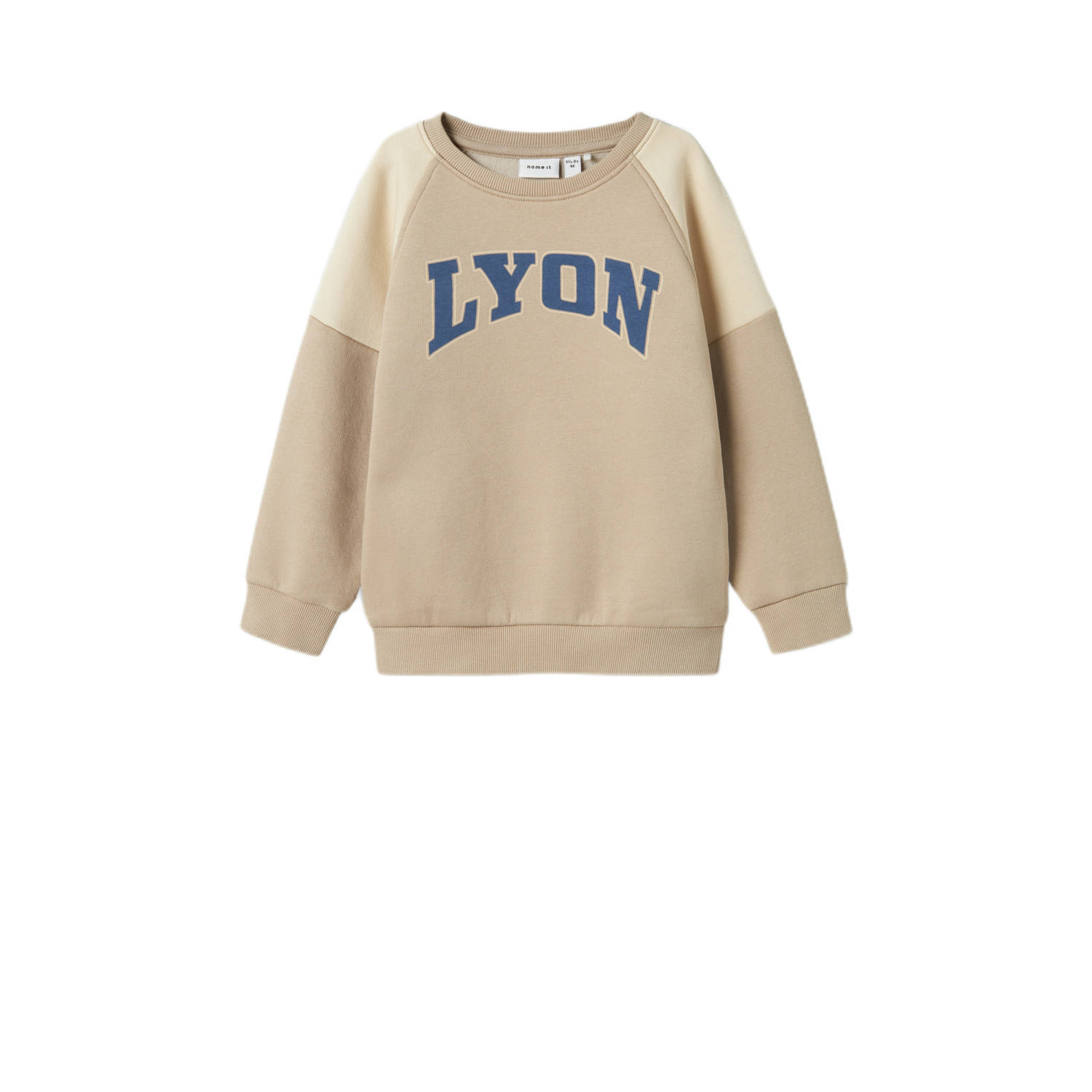 NAME IT MINI sweater NMMOSCAR met tekst zand beige