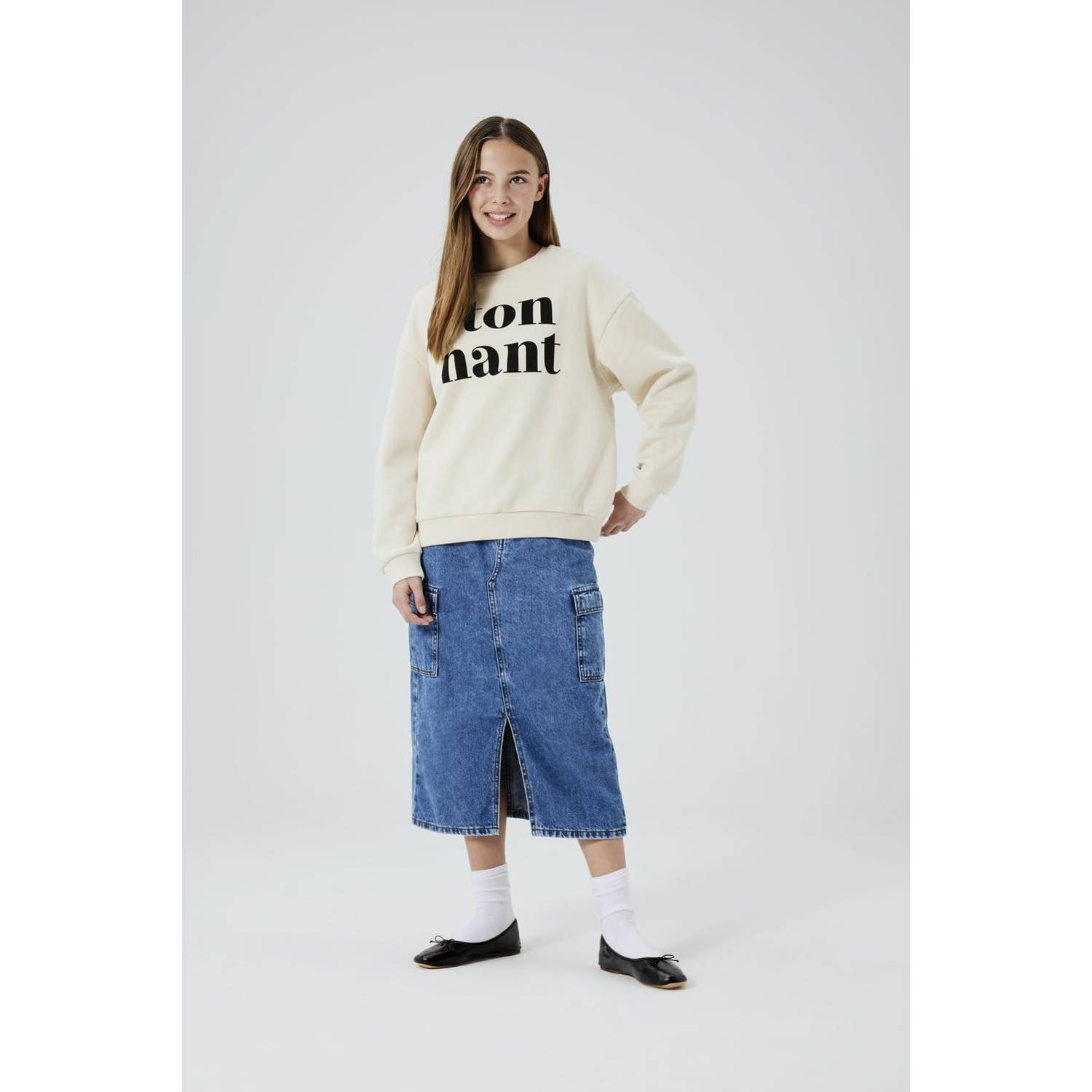 NAME IT KIDS sweater NKFORIANA met tekst ecru