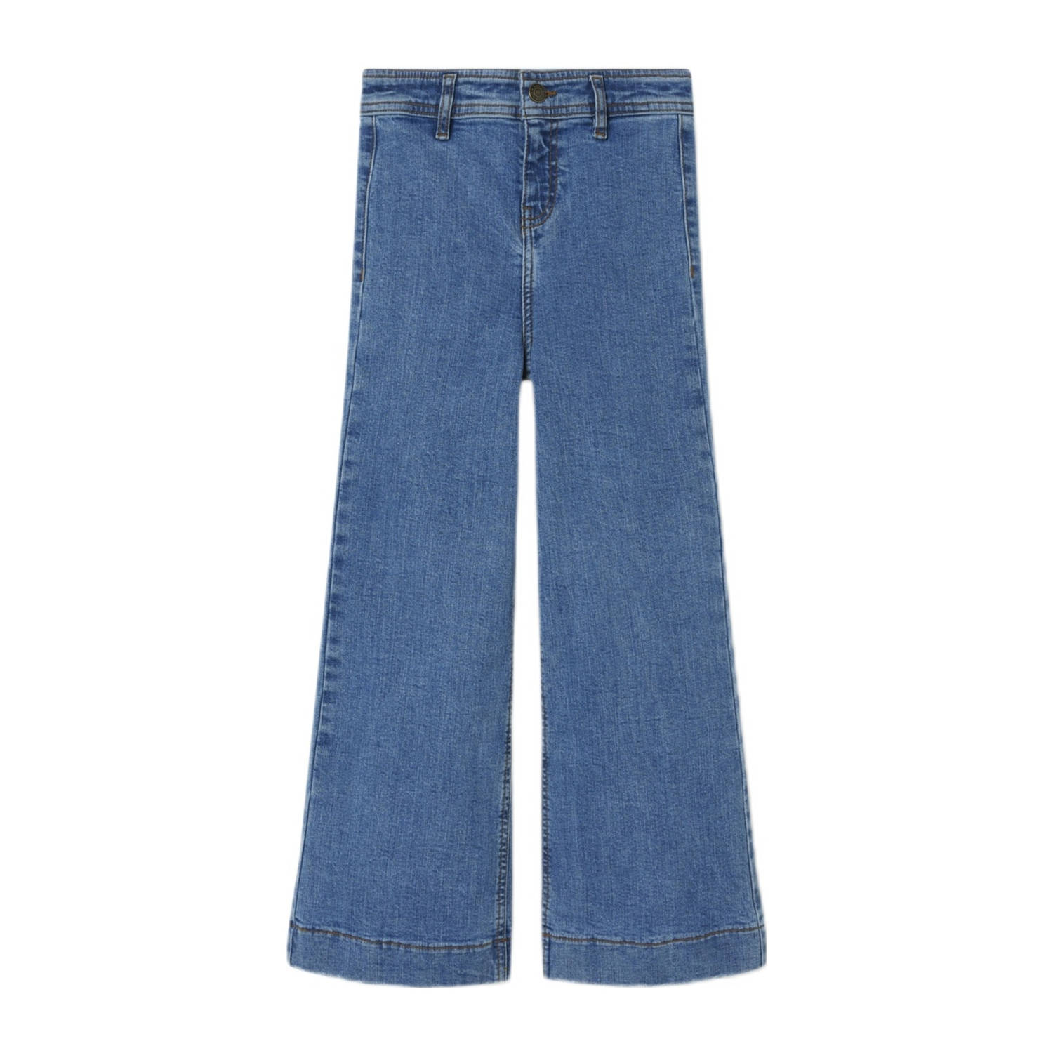 NAME IT KIDS high waist wide leg jeans NKFSALLI X medium blue denim