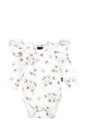 romper rmet ruches offwhite/grijsbruin