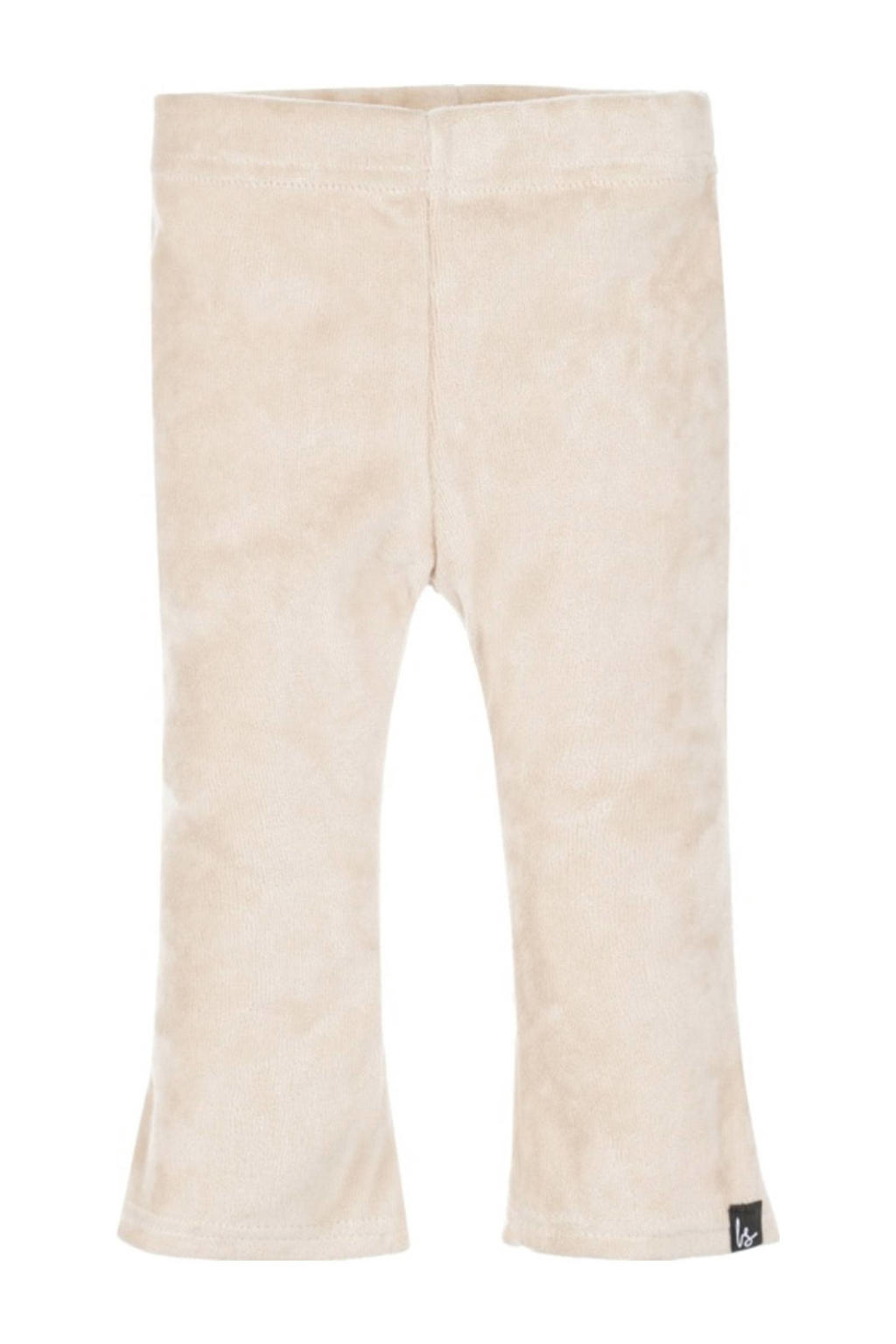 Beige meisjes Babystyling babybroek van stretchkatoen met elastische tailleband en effen