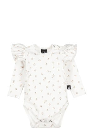 romper met ruches offwhite/roze/groen