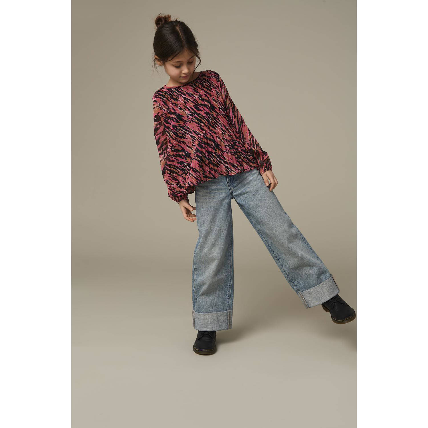 ONLY KIDS GIRL high waist wide leg jeans KOGBROOME light blue denim