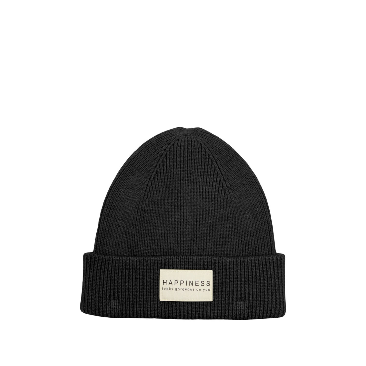 Only Beanie met omslag en labelpatch model 'ALPHA'
