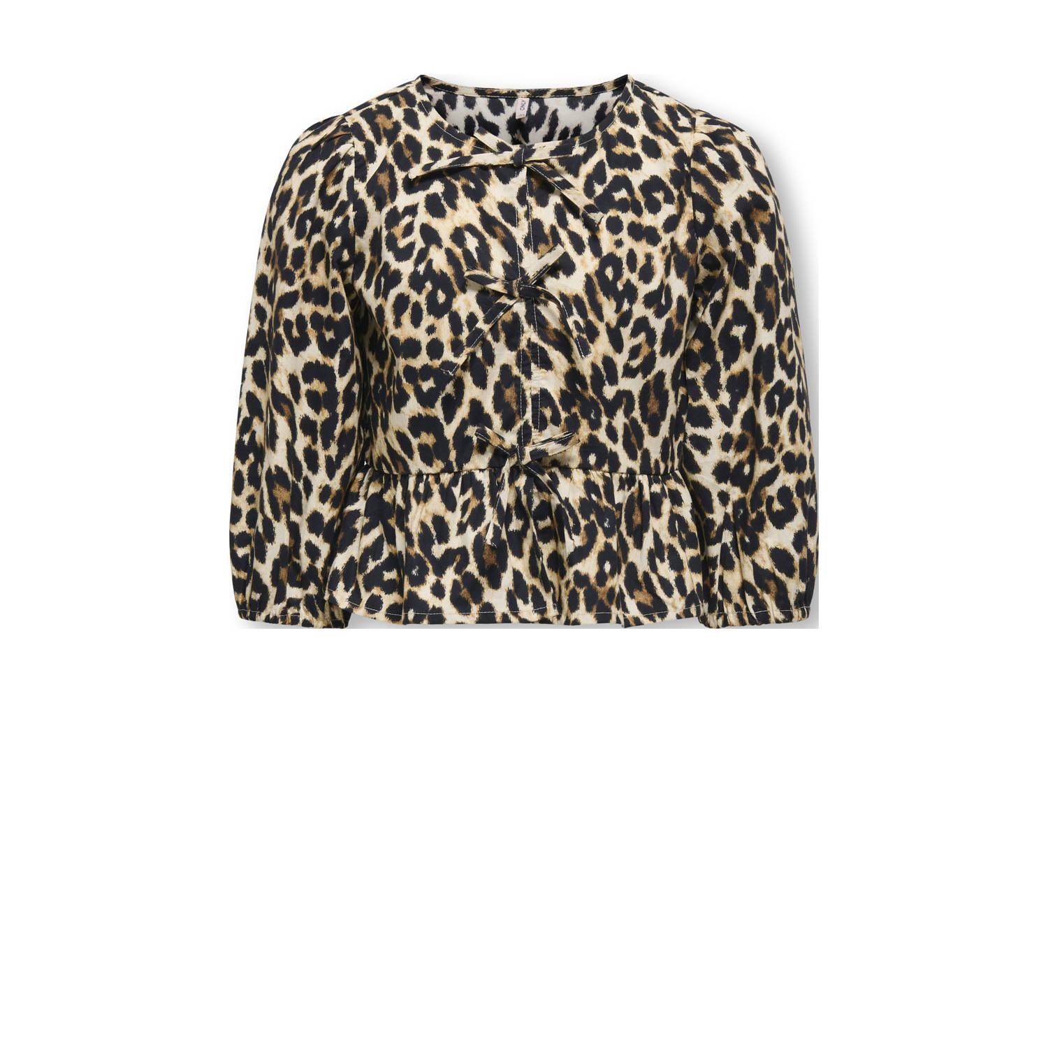 ONLY KIDS GIRL blouse KOGCLARA met panterprint beige zwart