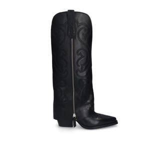 leren cowboylaarzen met flap zwart
