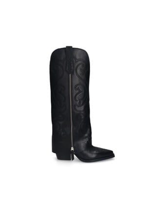 leren cowboylaarzen met flap zwart