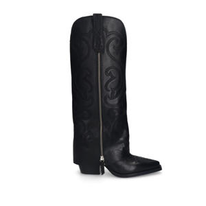 leren cowboylaarzen met flap zwart