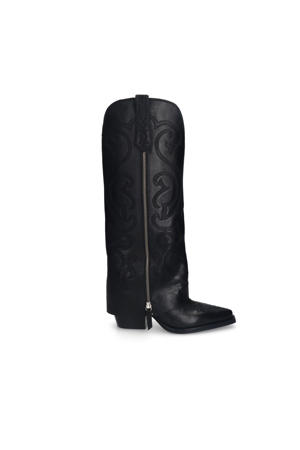 leren cowboylaarzen met flap zwart