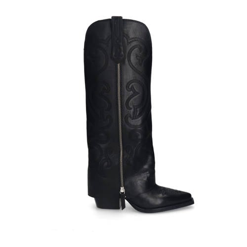 Sacha leren cowboylaarzen met flap zwart afbeelding