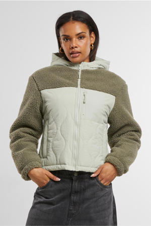 winterjas quilted/teddy kaki