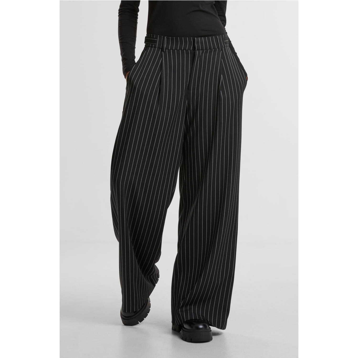 Urban Classics Curvy wide leg high waist broek antraciet