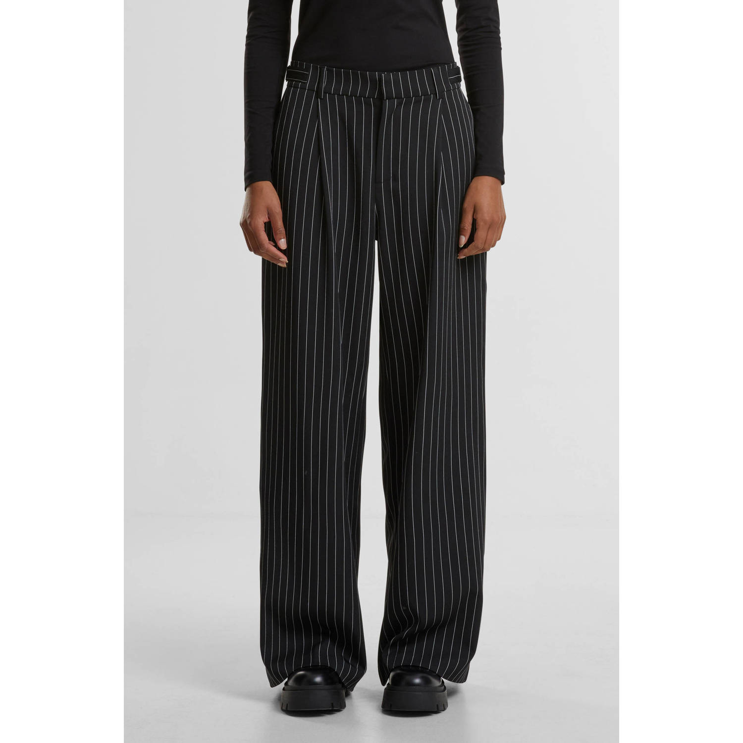 Urban Classics Curvy wide leg high waist broek antraciet