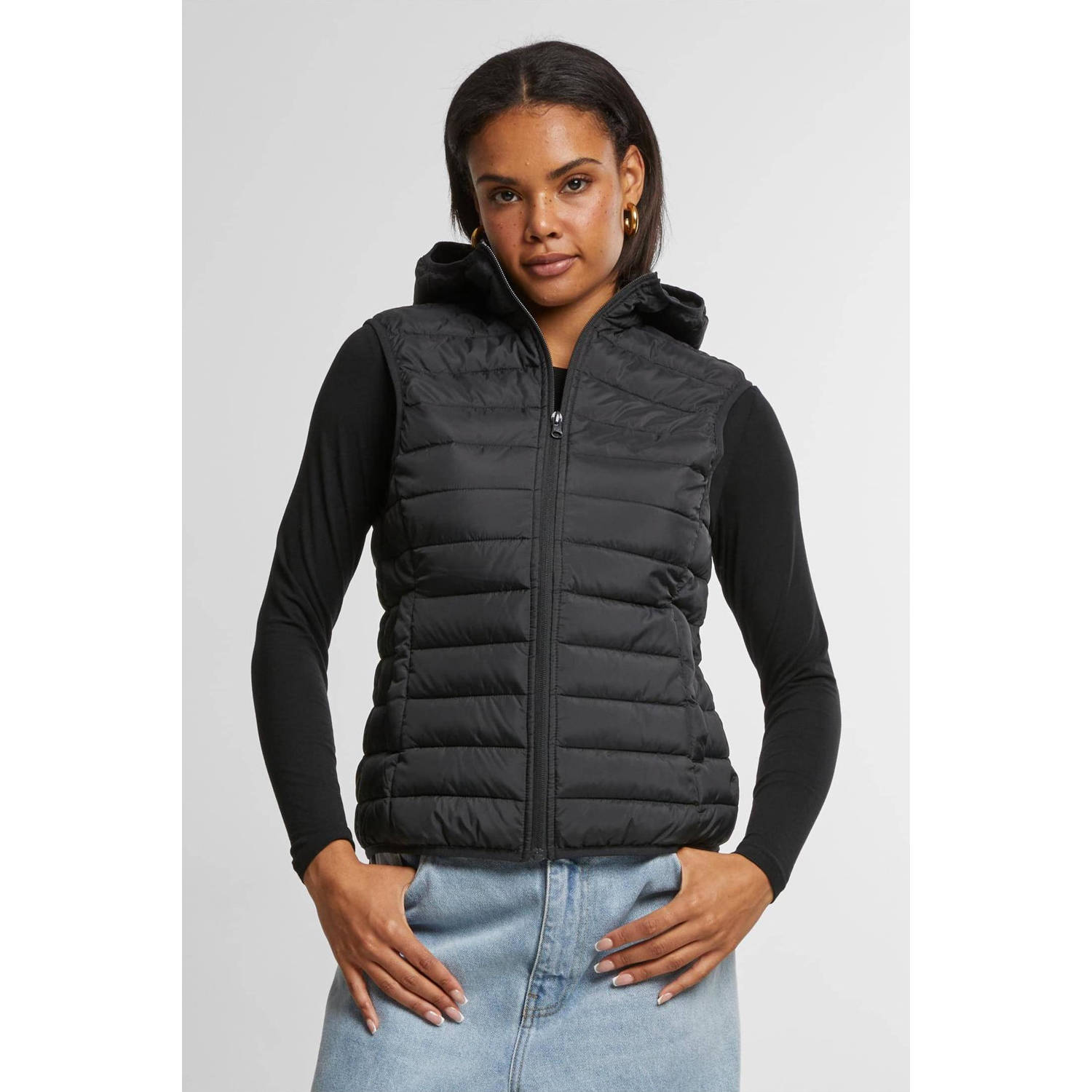 Urban Classics Curvy gewatteerde bodywarmer zwart