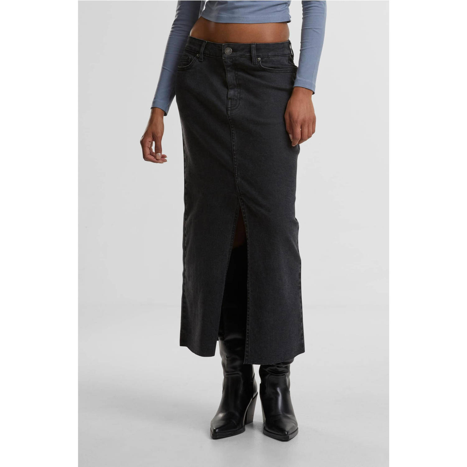 Urban Classics Curvy spijkerrok black denim
