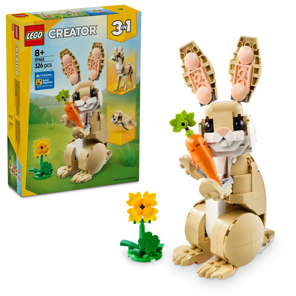 LEGO Creator 3in1 Lief konijn dierenspeelset 31162