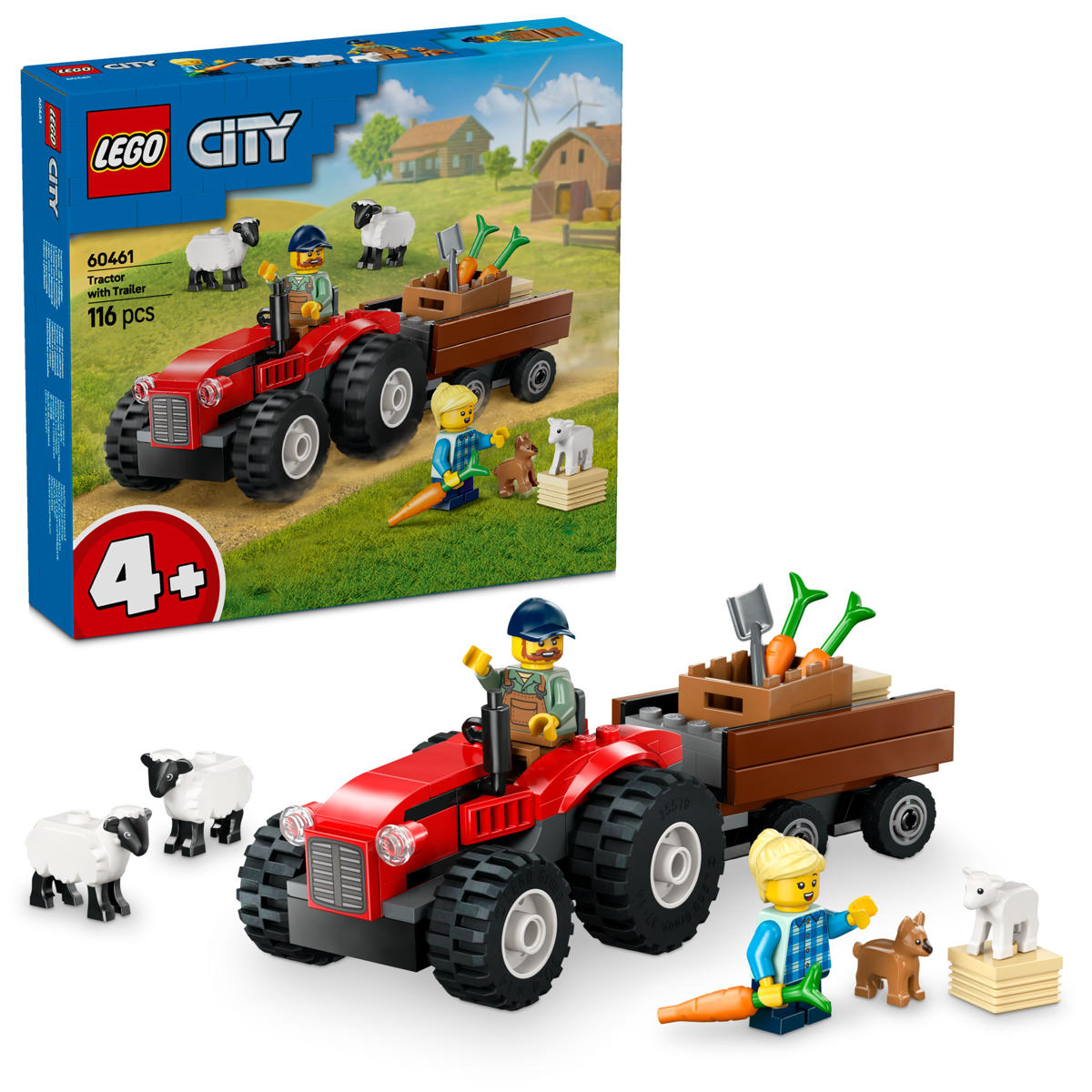 LEGO City Rode tractor met aanhanger en schapen 60461 | wehkamp