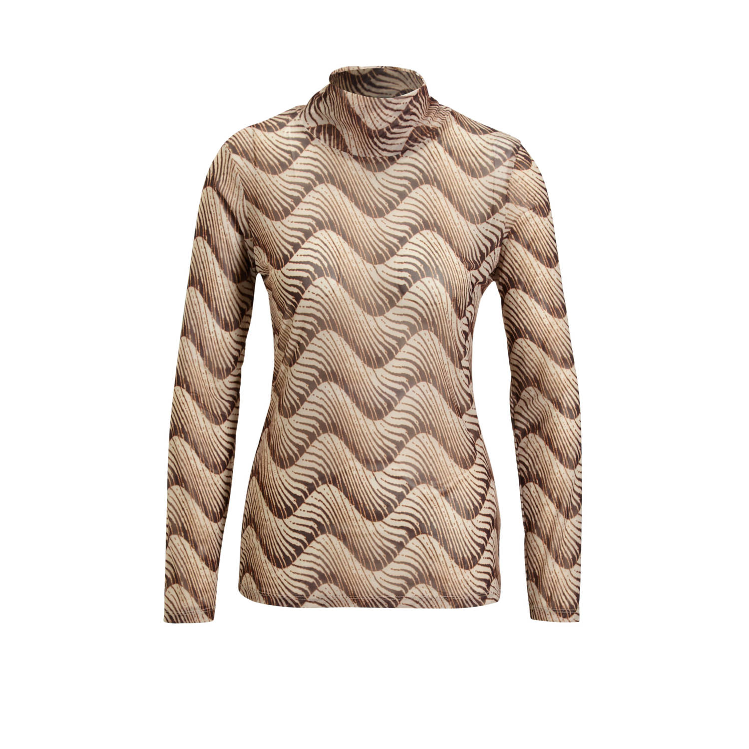 NED top met grafische print zand