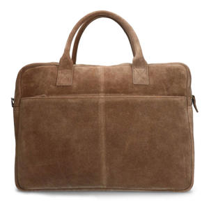 17 inch suede laptoptas taupe