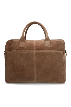 17 inch suede laptoptas taupe