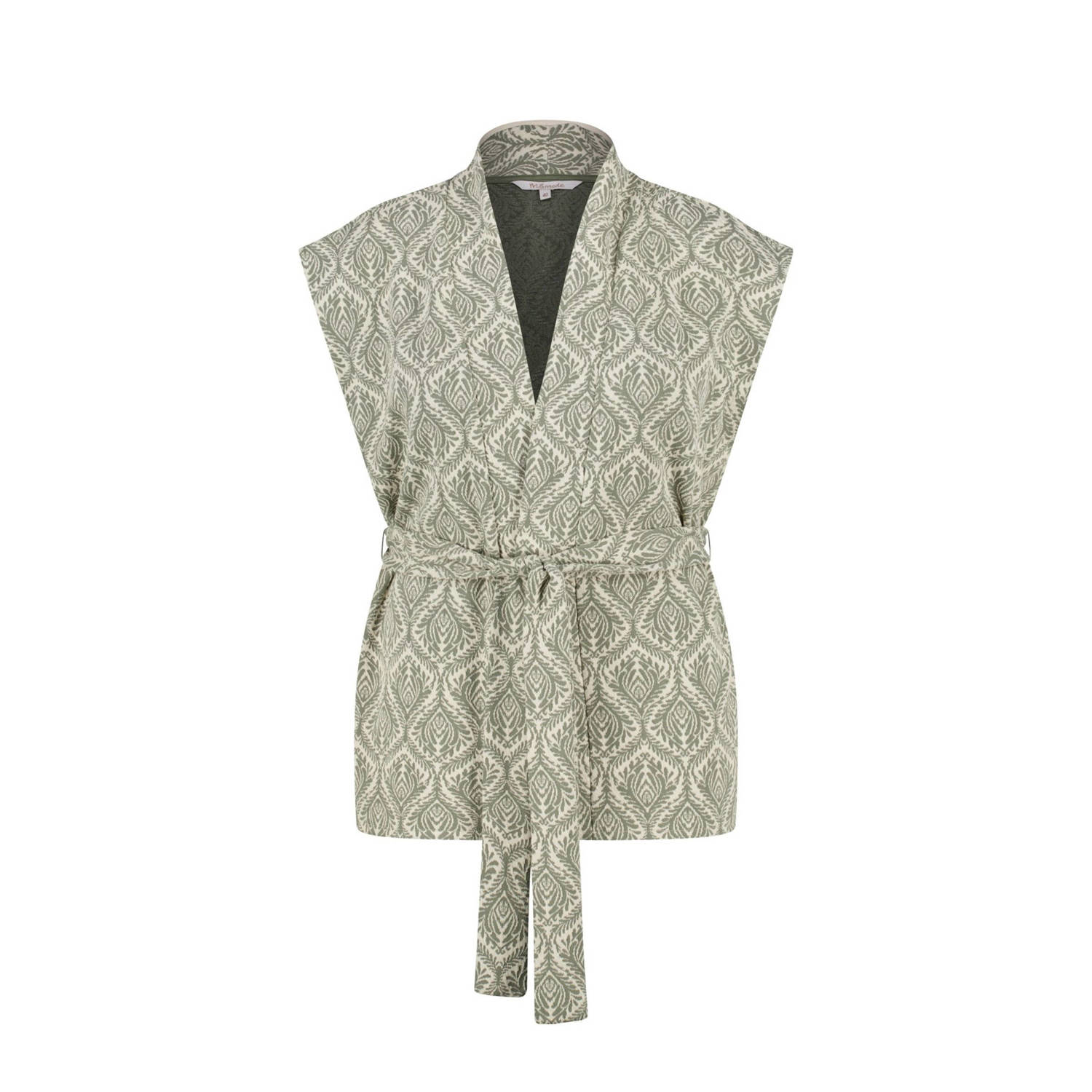 MS Mode gilet met all over print en ceintuur multi khaki