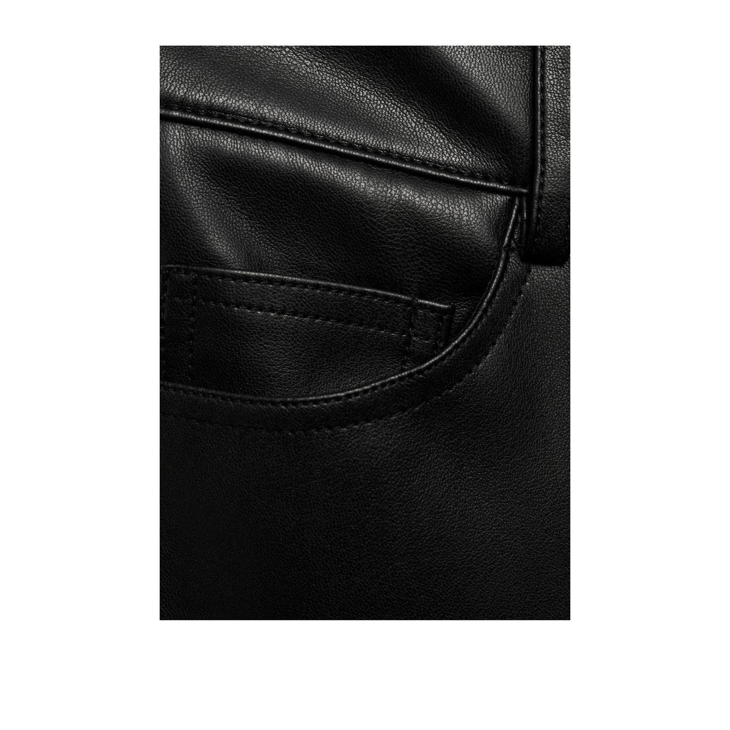 Mango imitatieleren mom broek zwart