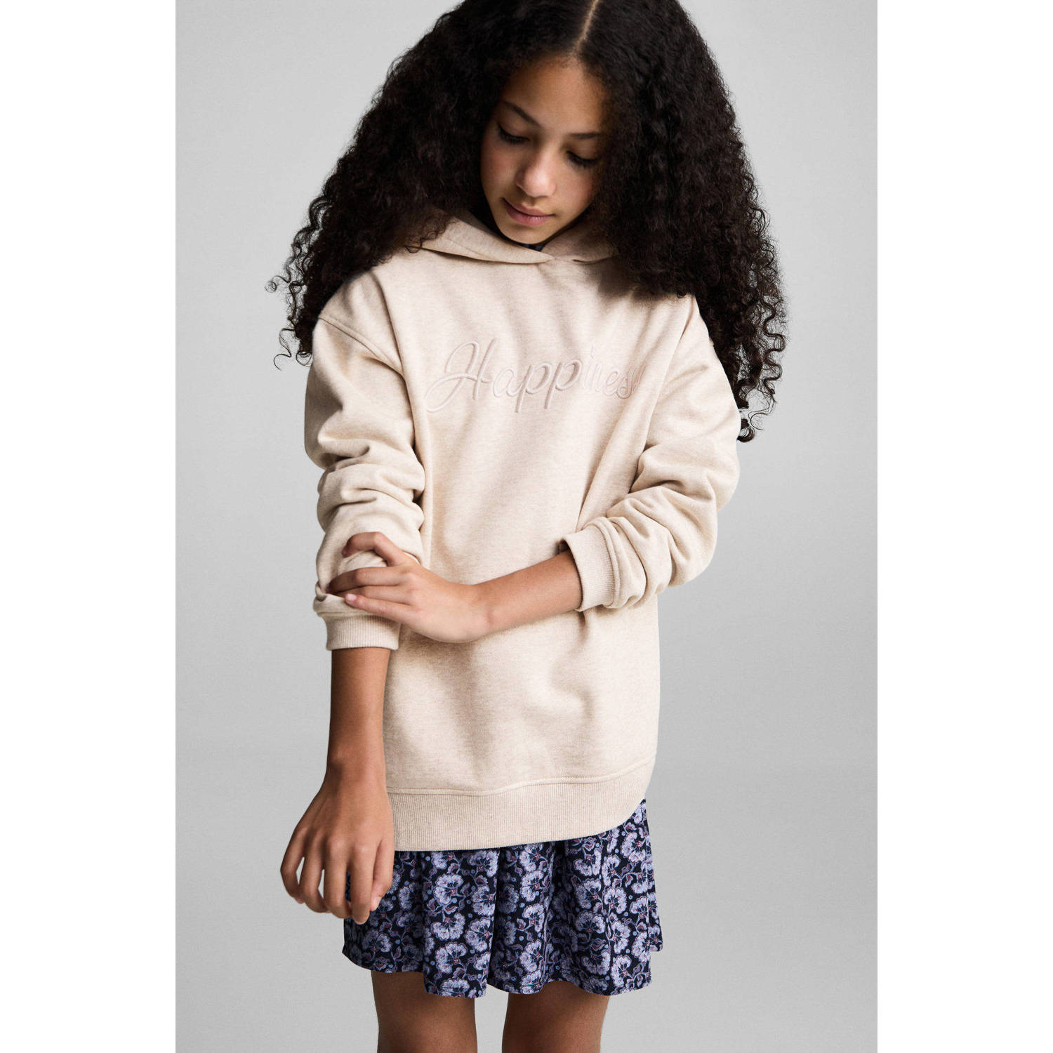 Mango Kids hoodie lichtbruin