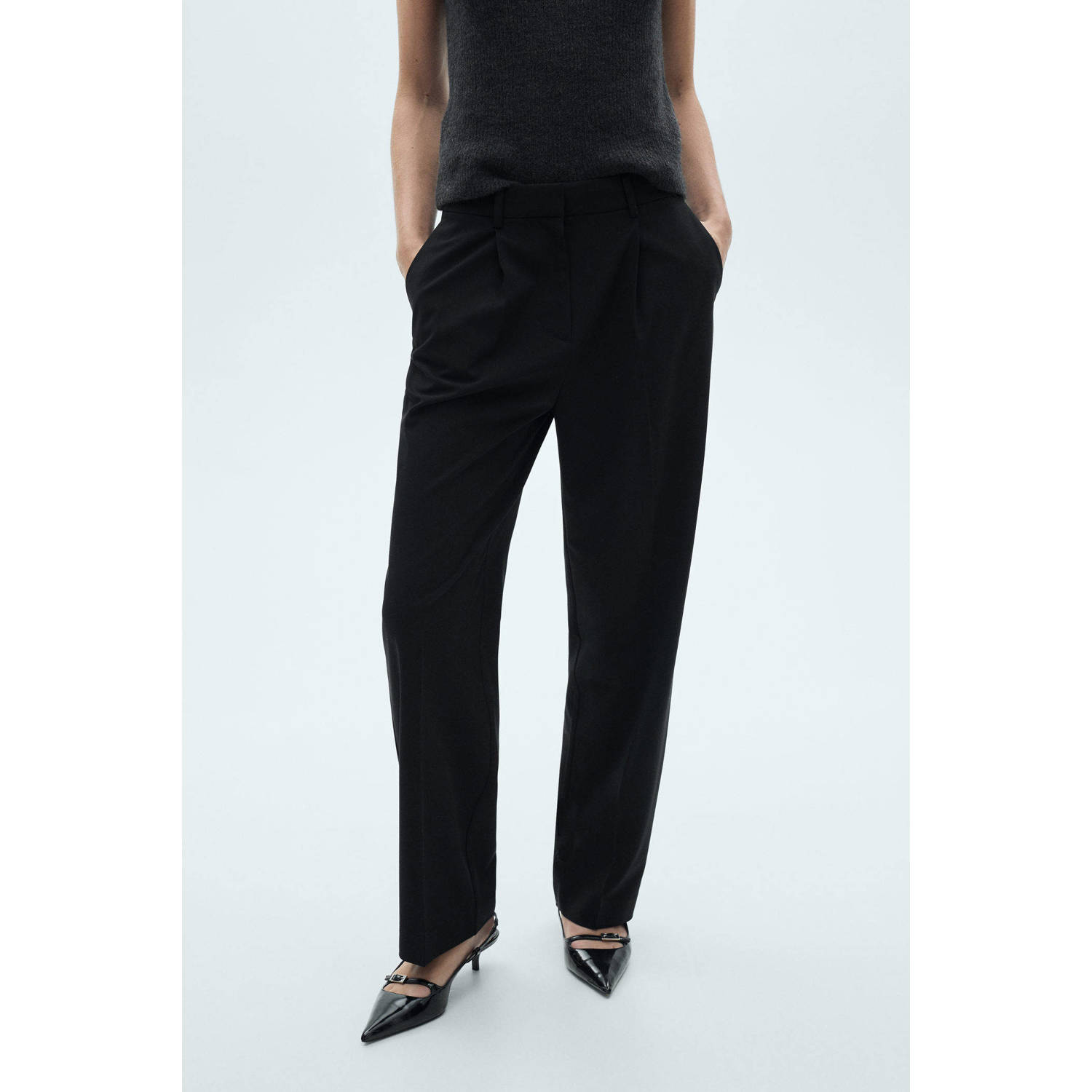 Mango loose fit broek zwart