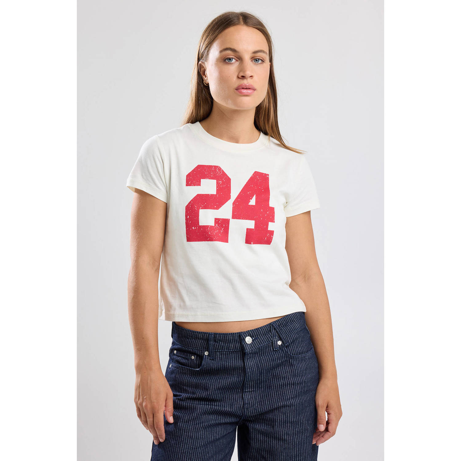 America Today T-shirt met printopdruk ecru