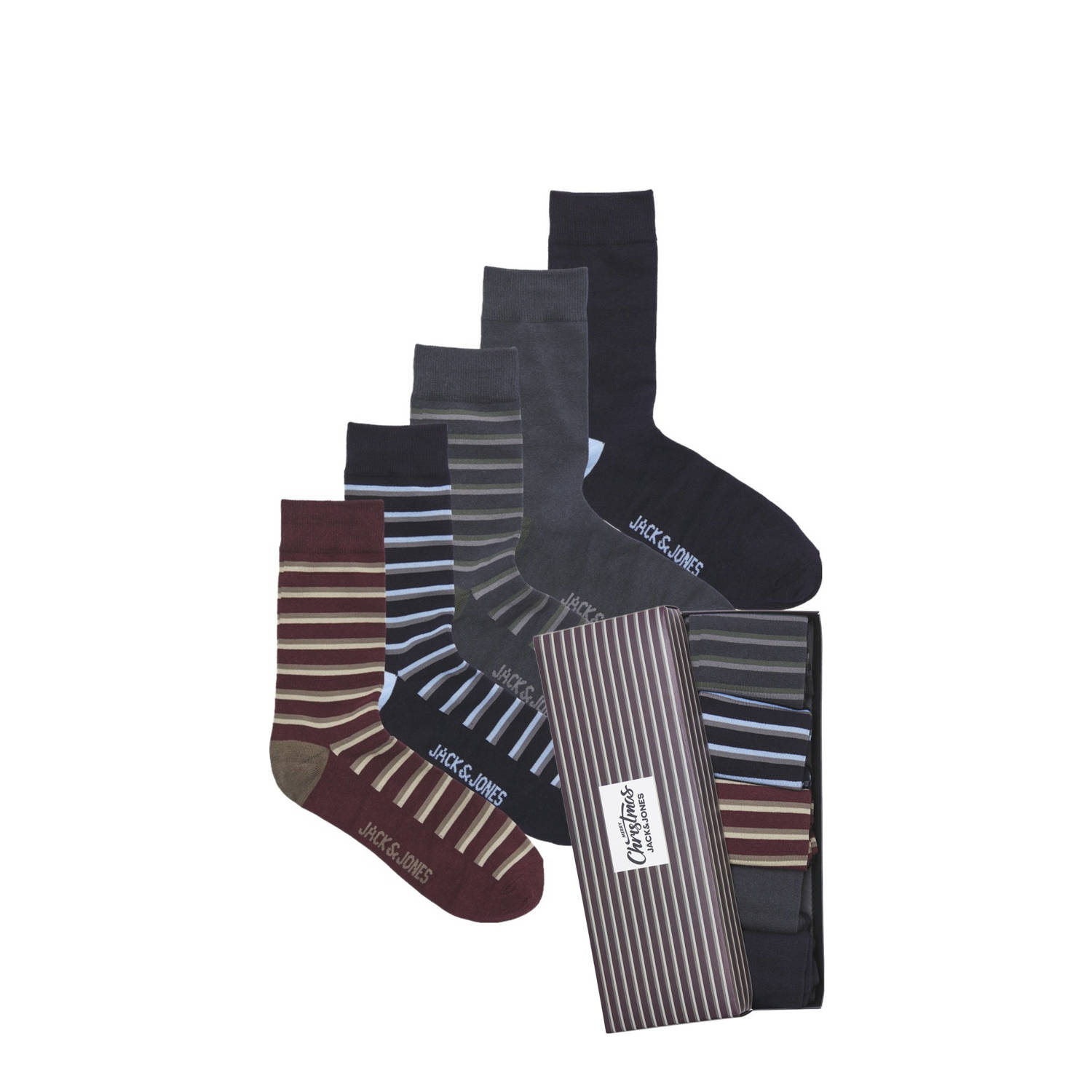 JACK & JONES giftbox sokken JACTHEO set van 5 multi