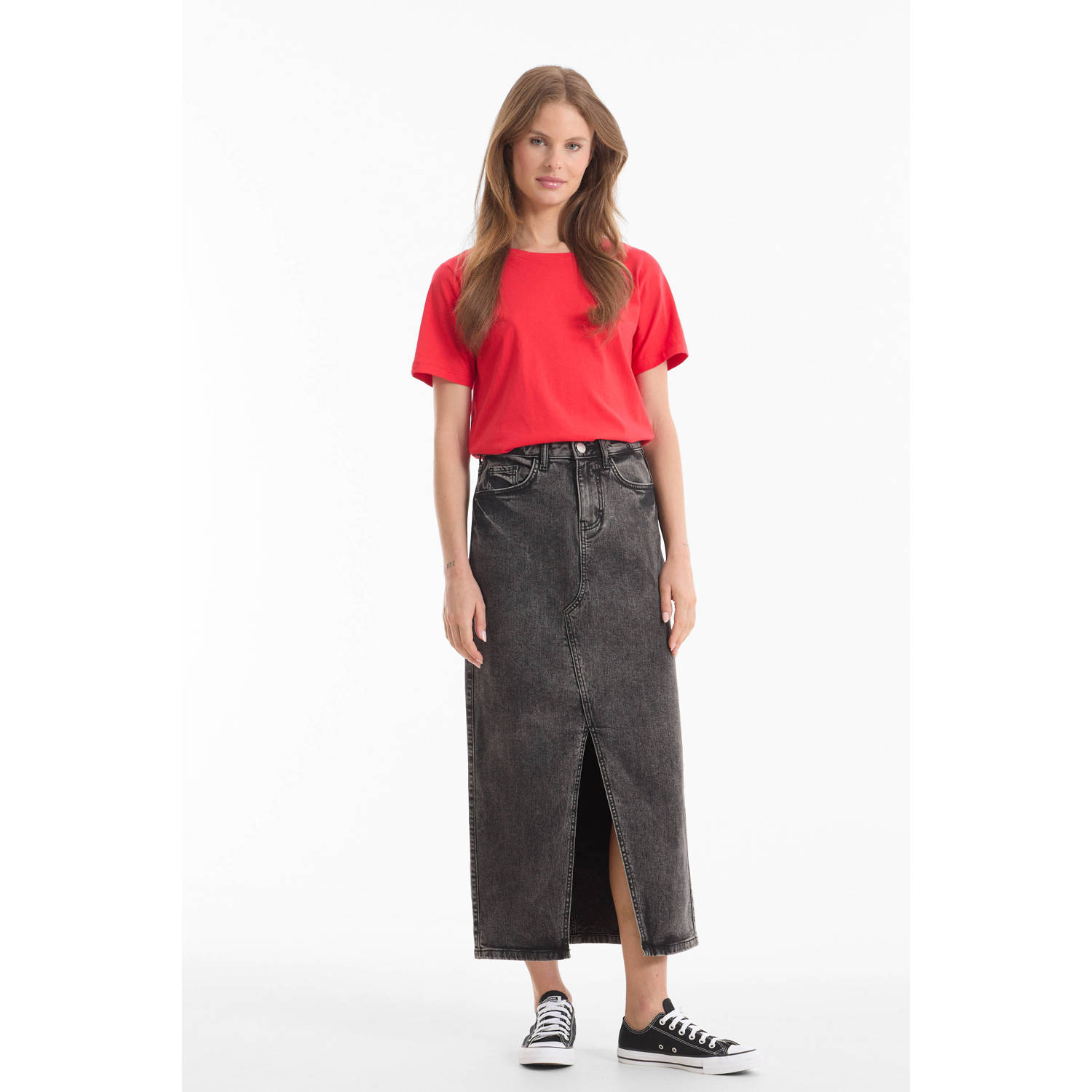 Anytime denim rok grijs